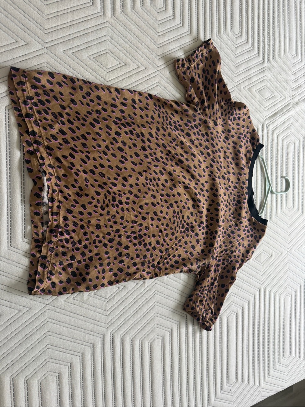 Paul Smith Brown Leopard Print Short Sleeve Tee with Black Trimm